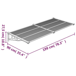 vidaXL Türvordach Schwarz und Transparent 199x90 cm Polycarbonat