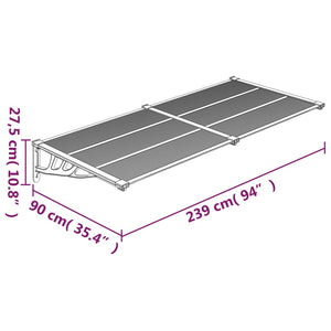 vidaXL Türvordach Schwarz und Transparent 239x90 cm Polycarbonat