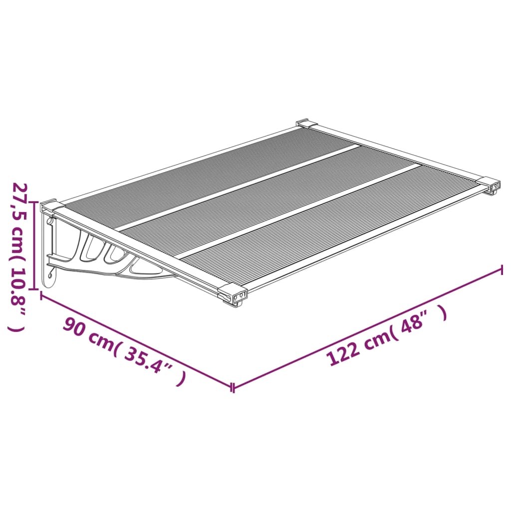 vidaXL Türvordach Grau und Transparent 122x90 cm Polycarbonat