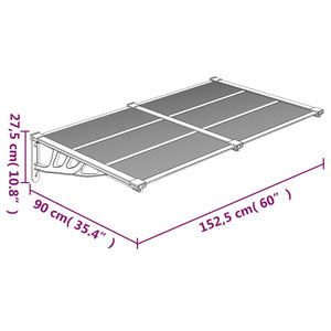 vidaXL Türvordach Grau und Transparent 152,5x90 cm Polycarbonat