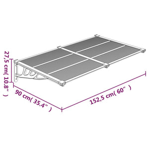 vidaXL Türvordach Schwarz 152,5x90 cm Polycarbonat