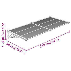 vidaXL Türvordach Schwarz 239x90 cm Polycarbonat