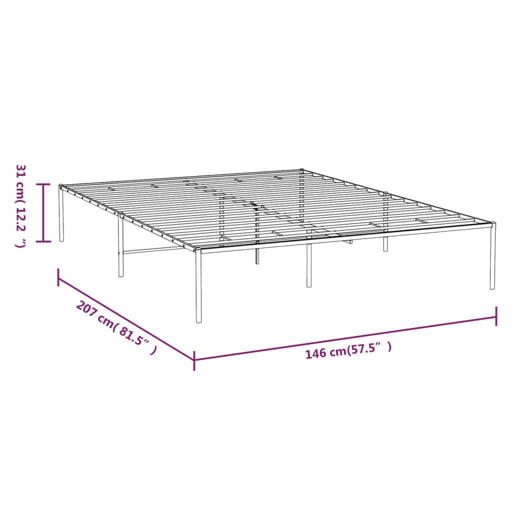 Bettgestell Metall Schwarz 140x200 cm Stilecasa