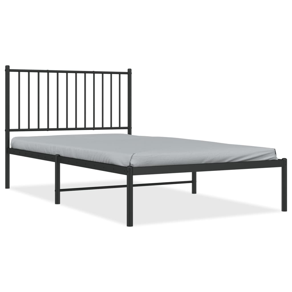 vidaXL Bettgestell mit Kopfteil Metall Schwarz 100x190 cm