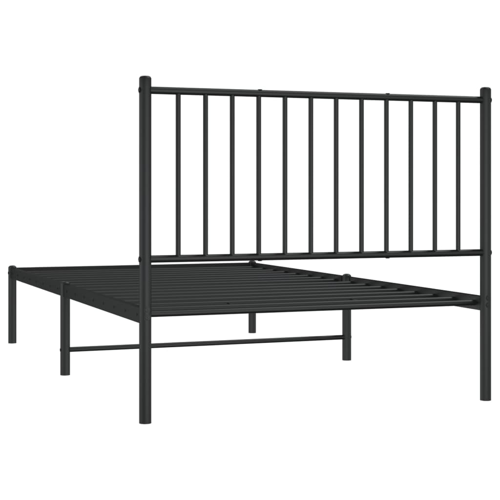 vidaXL Bettgestell mit Kopfteil Metall Schwarz 100x190 cm