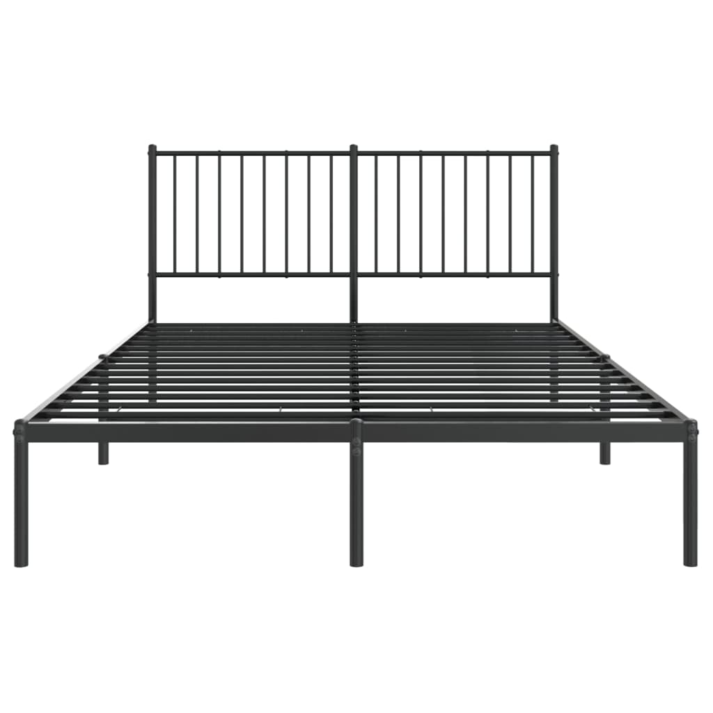 Bettgestell mit Kopfteil Metall Schwarz 140x190 cm Stilecasa