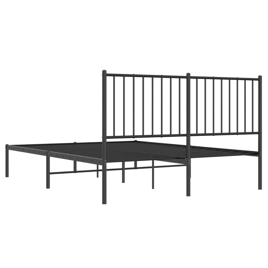 Bettgestell mit Kopfteil Metall Schwarz 140x190 cm Stilecasa