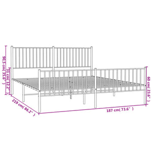 vidaXL Bettgestell mit Kopf- und Fußteil Metall Schwarz 183x213 cm