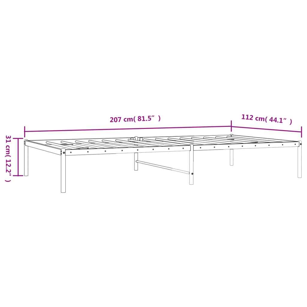 vidaXL Bettgestell Metall Weiß 107x203 cm