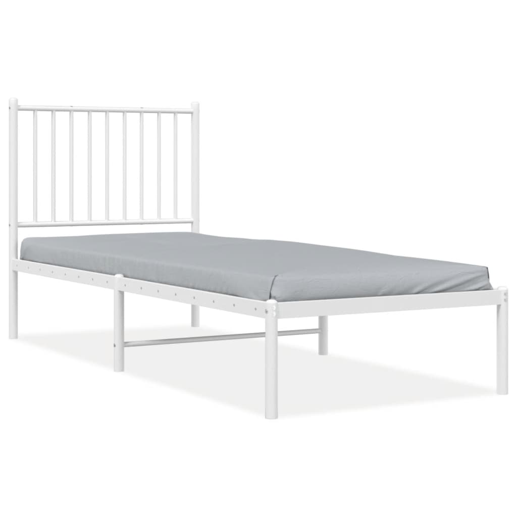 vidaXL Metallbett ohne Matratze mit Kopfteil Weiß 75x190 cm