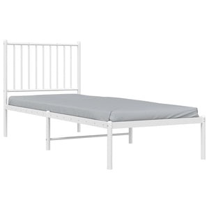 vidaXL Metallbett ohne Matratze mit Kopfteil Weiß 75x190 cm