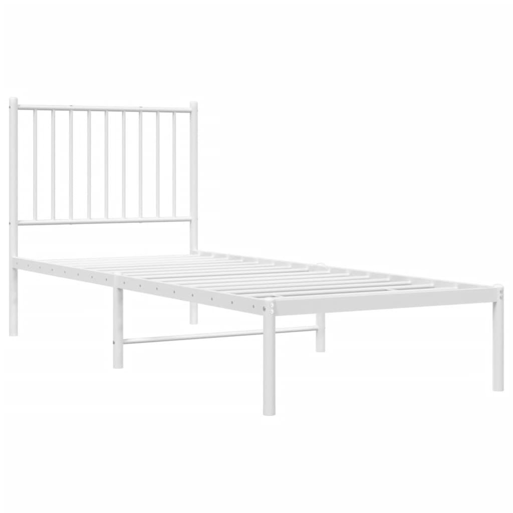 vidaXL Metallbett ohne Matratze mit Kopfteil Weiß 75x190 cm