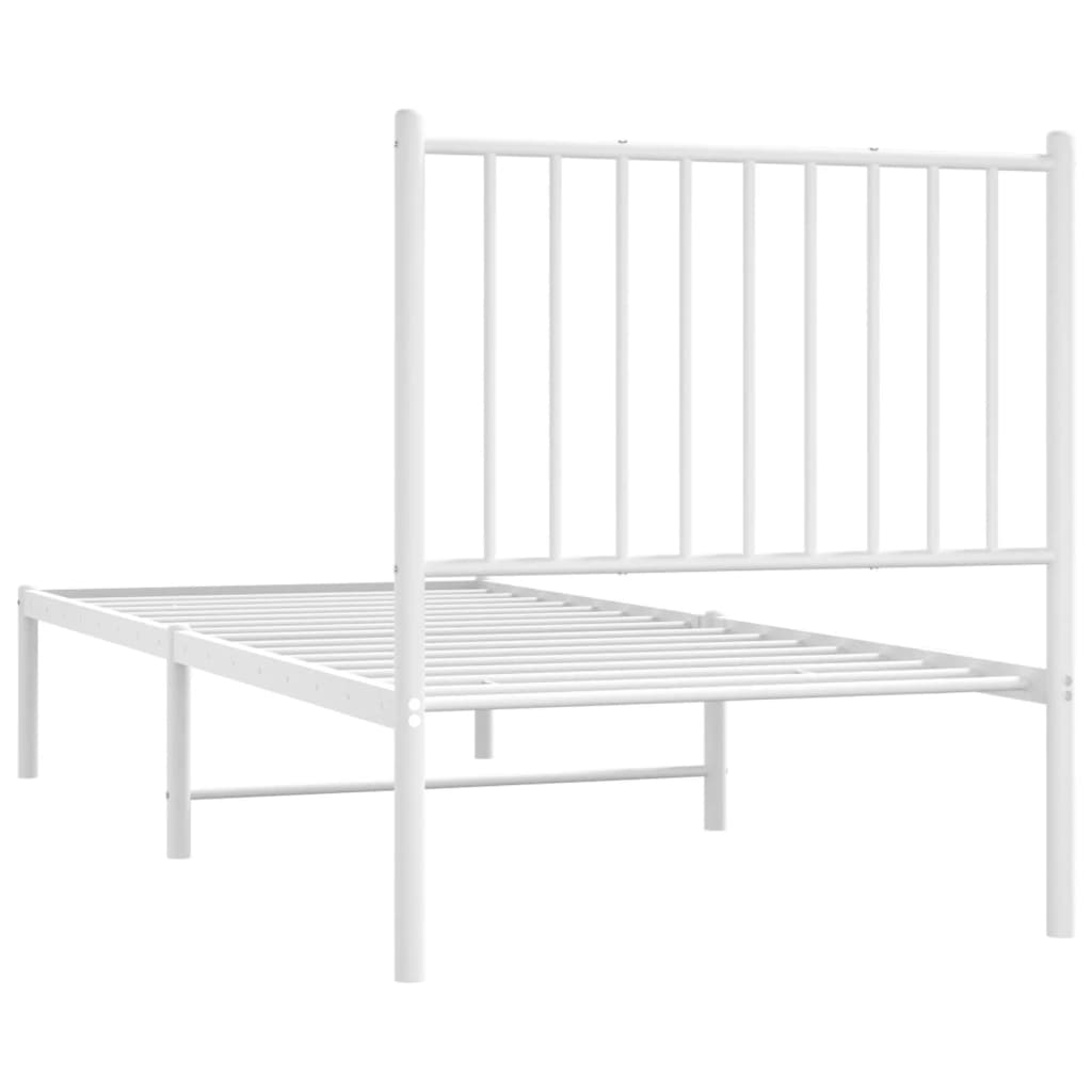 vidaXL Metallbett ohne Matratze mit Kopfteil Weiß 75x190 cm