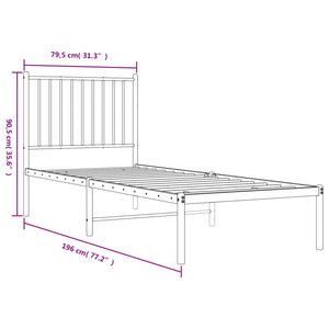 vidaXL Metallbett ohne Matratze mit Kopfteil Weiß 75x190 cm