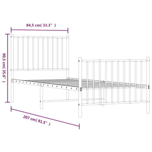 vidaXL Bettgestell mit Kopf- und Fußteil Metall Weiß 80x200 cm