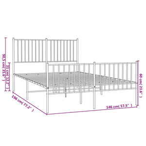 vidaXL Bettgestell mit Kopf- und Fußteil Metall Weiß 140x190 cm