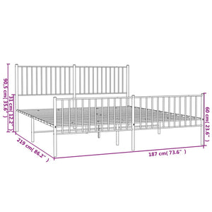 vidaXL Bettgestell mit Kopf- und Fußteil Metall Weiß 183x213 cm