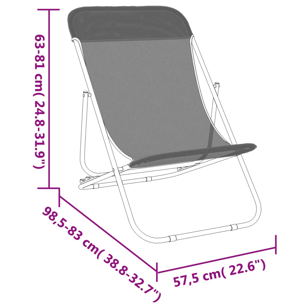 Strandstühle 2 Stk. Textilene & Pulverbeschichteter Stahl