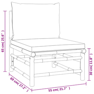 vidaXL 3-tlg. Garten-Lounge-Set mit Hellgrauen Kissen Bambus