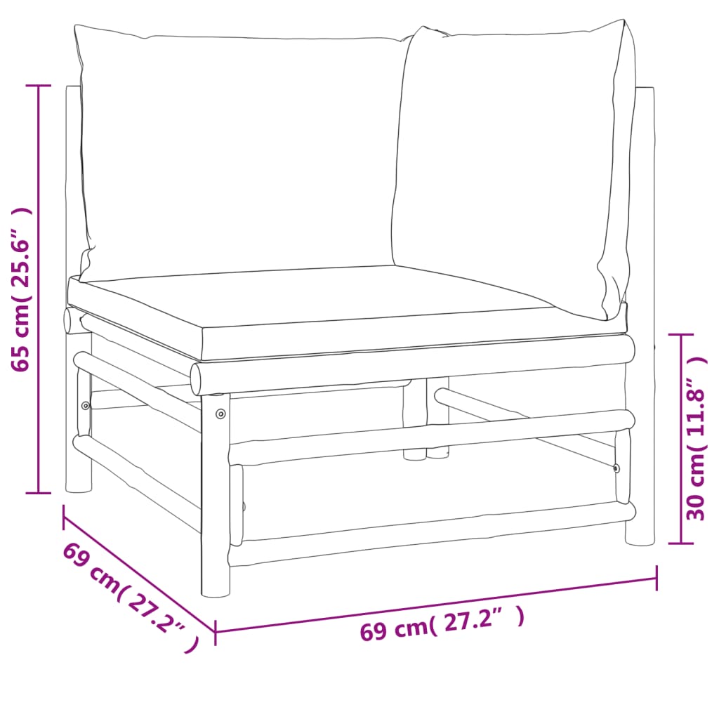 vidaXL 2-tlg. Garten-Lounge-Set Hellgraue Kissen Bambus