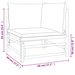 vidaXL 2-tlg. Garten-Lounge-Set Hellgraue Kissen Bambus