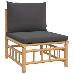 vidaXL 3-tlg. Garten-Lounge-Set mit Dunkelgrauen Kissen Bambus