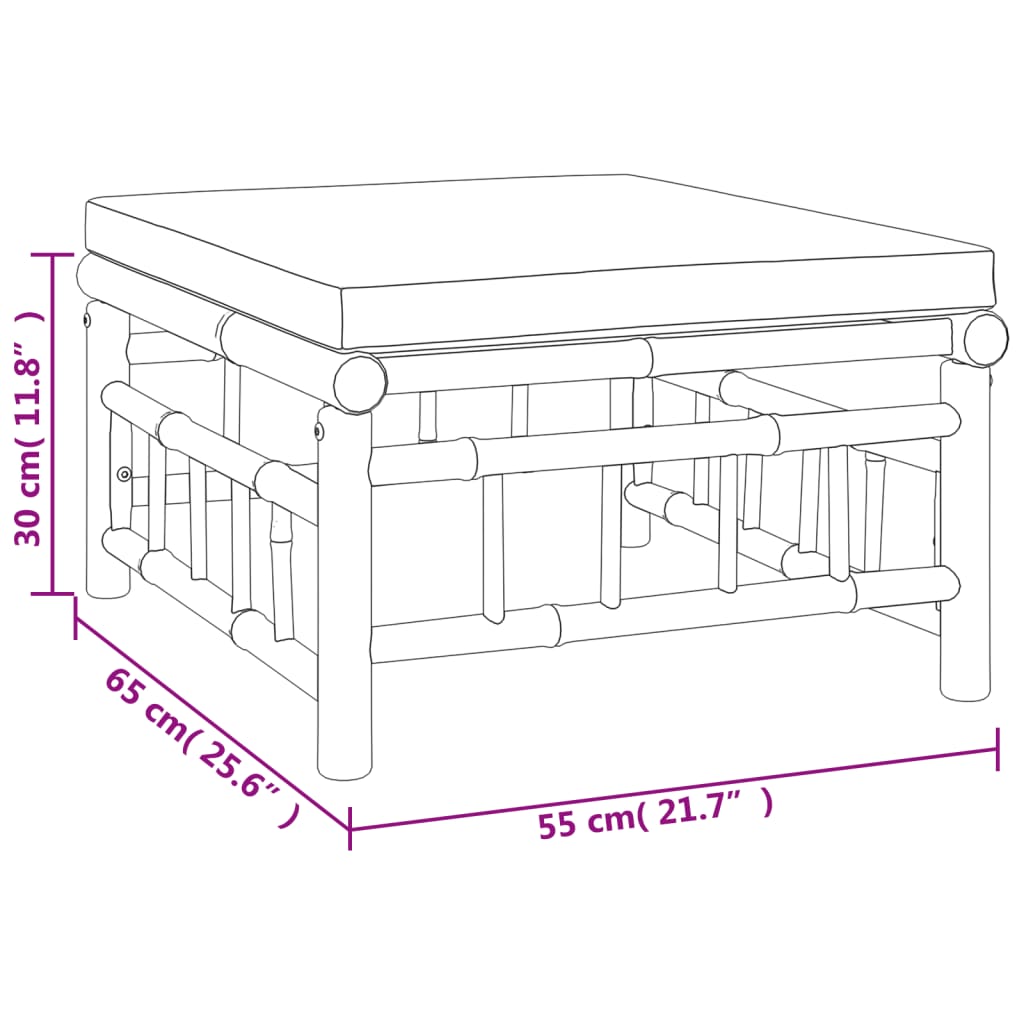 vidaXL 3-tlg. Garten-Lounge-Set mit Dunkelgrauen Kissen Bambus