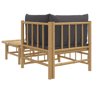 vidaXL 2-tlg. Garten-Lounge-Set mit Dunkelgrauen Kissen Bambus