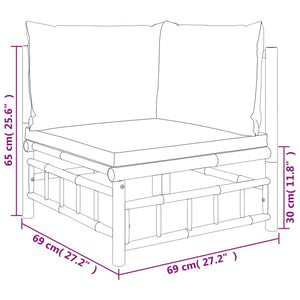 vidaXL 2-tlg. Garten-Lounge-Set mit Dunkelgrauen Kissen Bambus