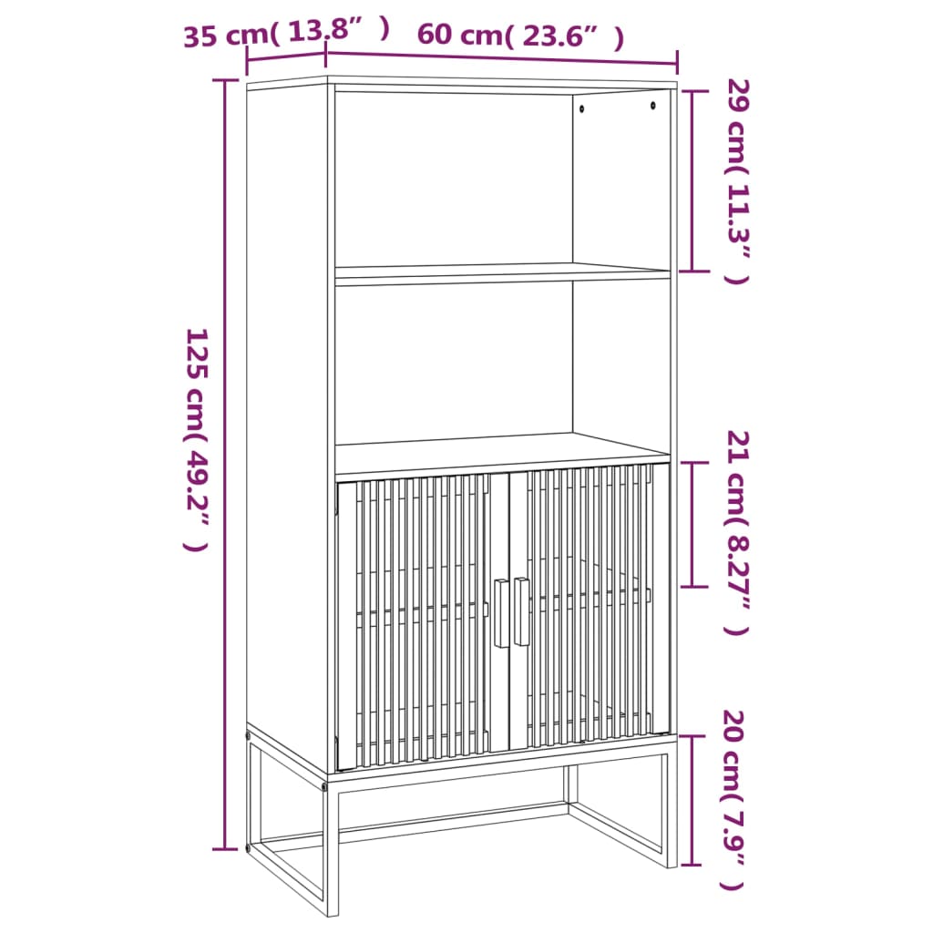 vidaXL Highboard Schwarz 60x35x125 cm Holzwerkstoff