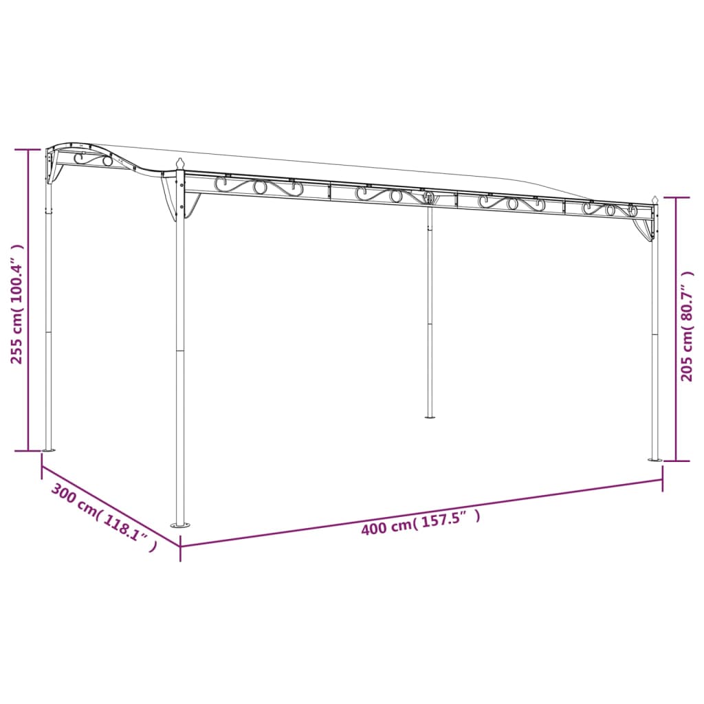 Markise Anthrazit 4x3 m 180 g/m² Stoff und Stahl Stilecasa