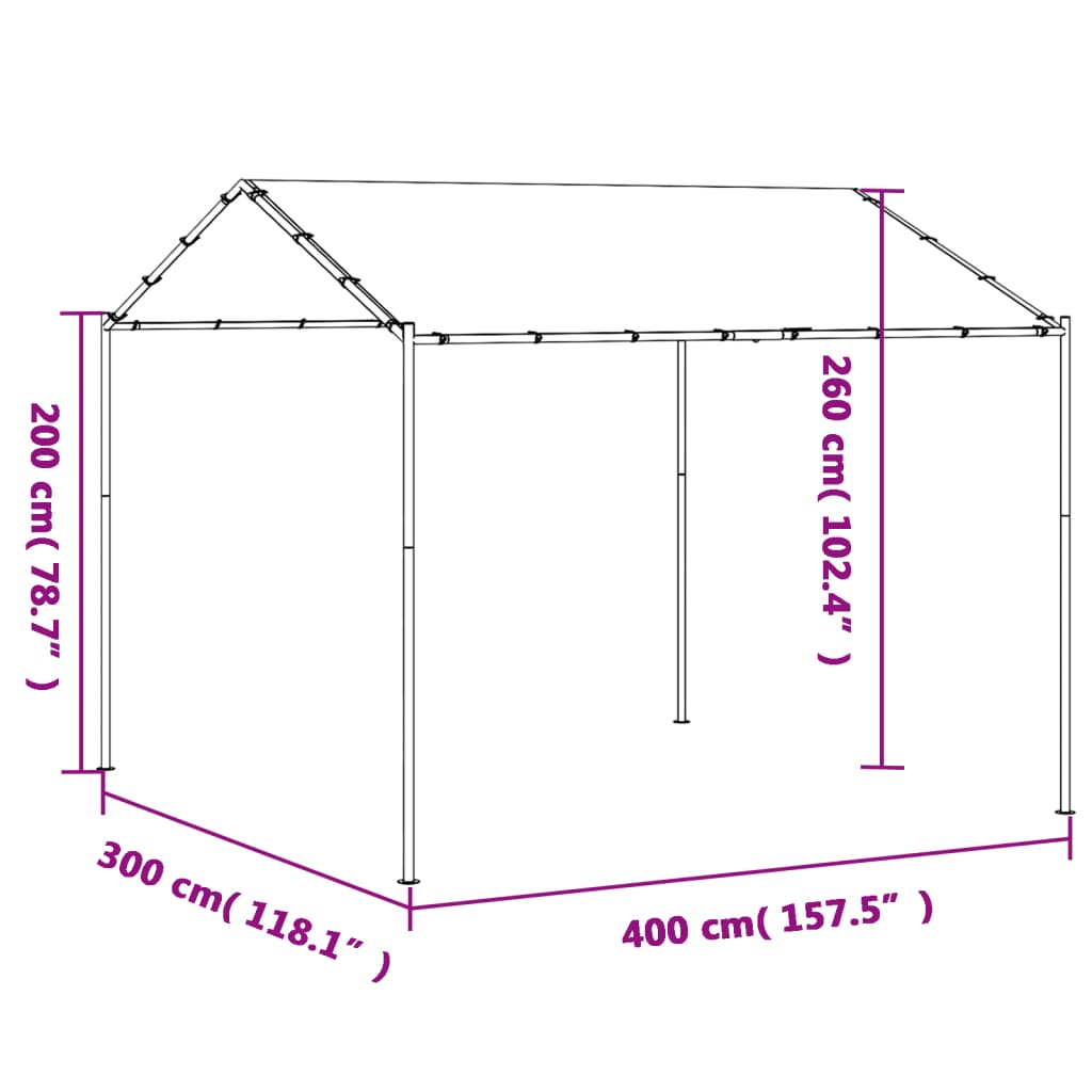 Gartenpavillon Anthrazit 4x4 m Stahl und Stoff