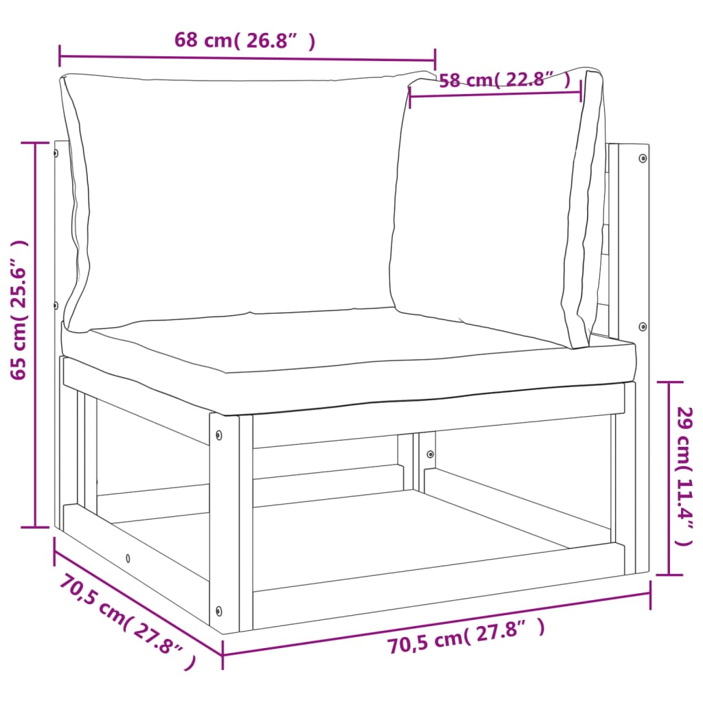 vidaXL Modular-Ecksofa mit Taupe Kissen Massivholz Akazie