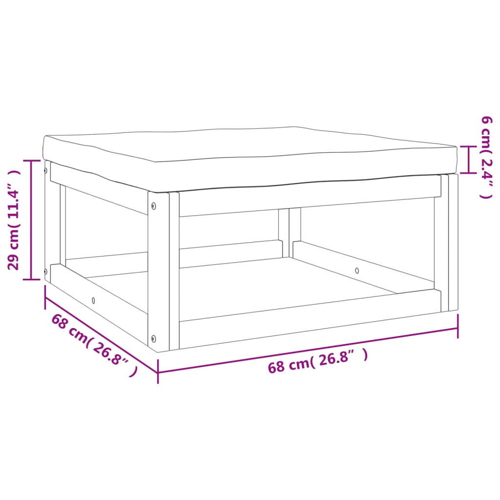 vidaXL Gartenhocker mit Kissen Taupe Massivholz Akazie