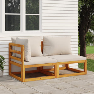 vidaXL 2-tlg. Garten-Sofa-Set mit Kissen Massivholz Akazie