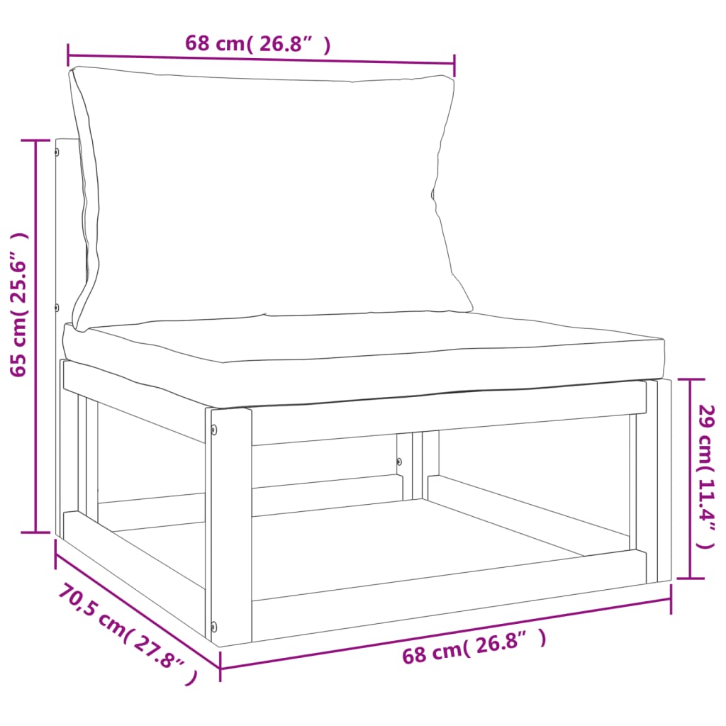 2-tlg. Garten-Sofa-Set mit Kissen Massivholz Akazie Stilecasa