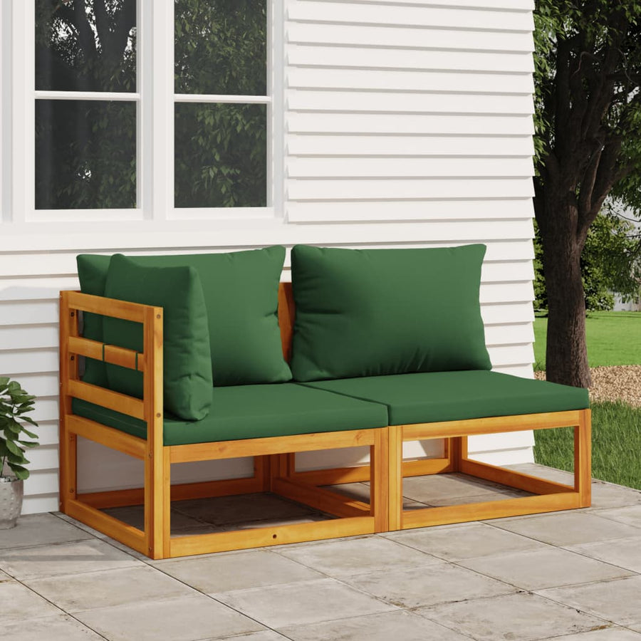 2-tlg. Garten-Sofa-Set mit Kissen Massivholz Akazie Stilecasa