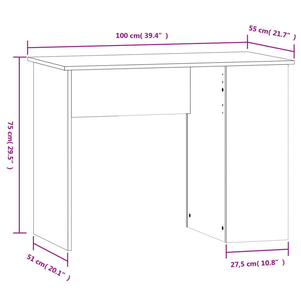 Schreibtisch Weiß 100x55x75 cm Holzwerkstoff Stilecasa