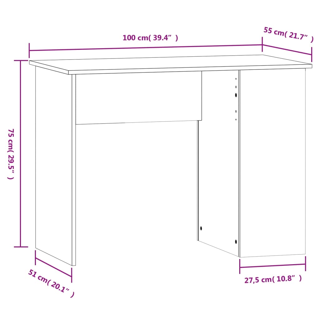 Schreibtisch Schwarz 100x55x75 cm Holzwerkstoff Stilecasa