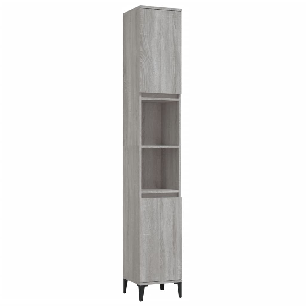 Badschrank Grau Sonoma 30x30x190 cm Holzwerkstoff Stilecasa