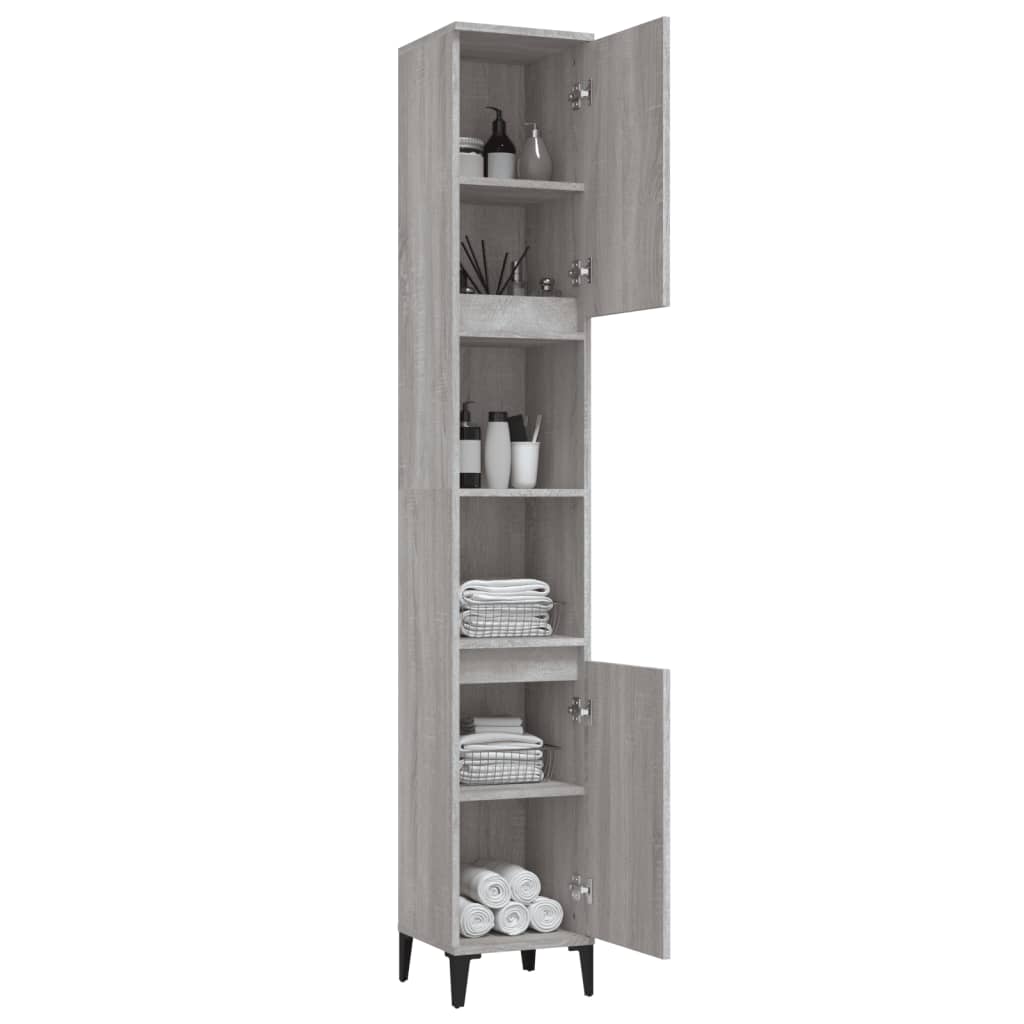 Badschrank Grau Sonoma 30x30x190 cm Holzwerkstoff Stilecasa