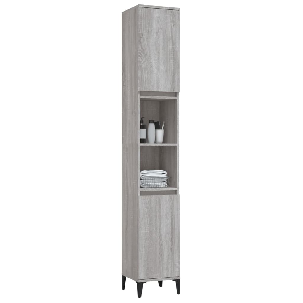 Badschrank Grau Sonoma 30x30x190 cm Holzwerkstoff Stilecasa