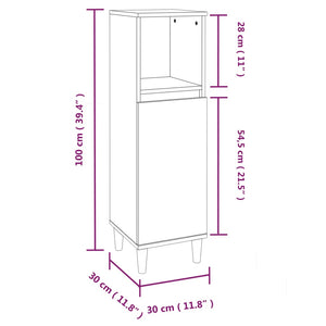 Badschrank Betongrau 30x30x100 cm Holzwerkstoff