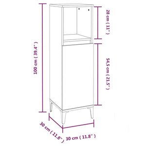 Badschrank Hochglanz-Weiß 30x30x100 cm Holzwerkstoff