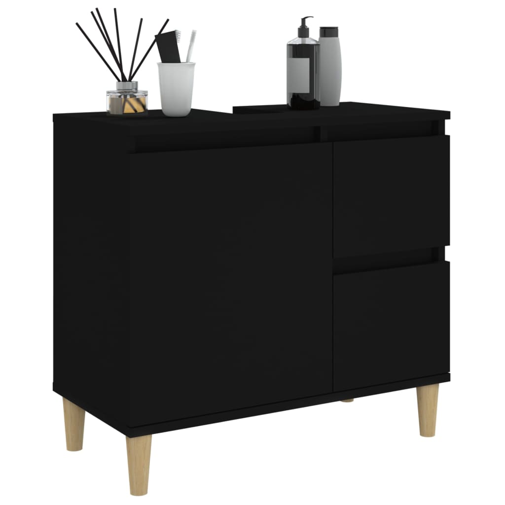 Badschrank Schwarz 65x33x60 cm Holzwerkstoff