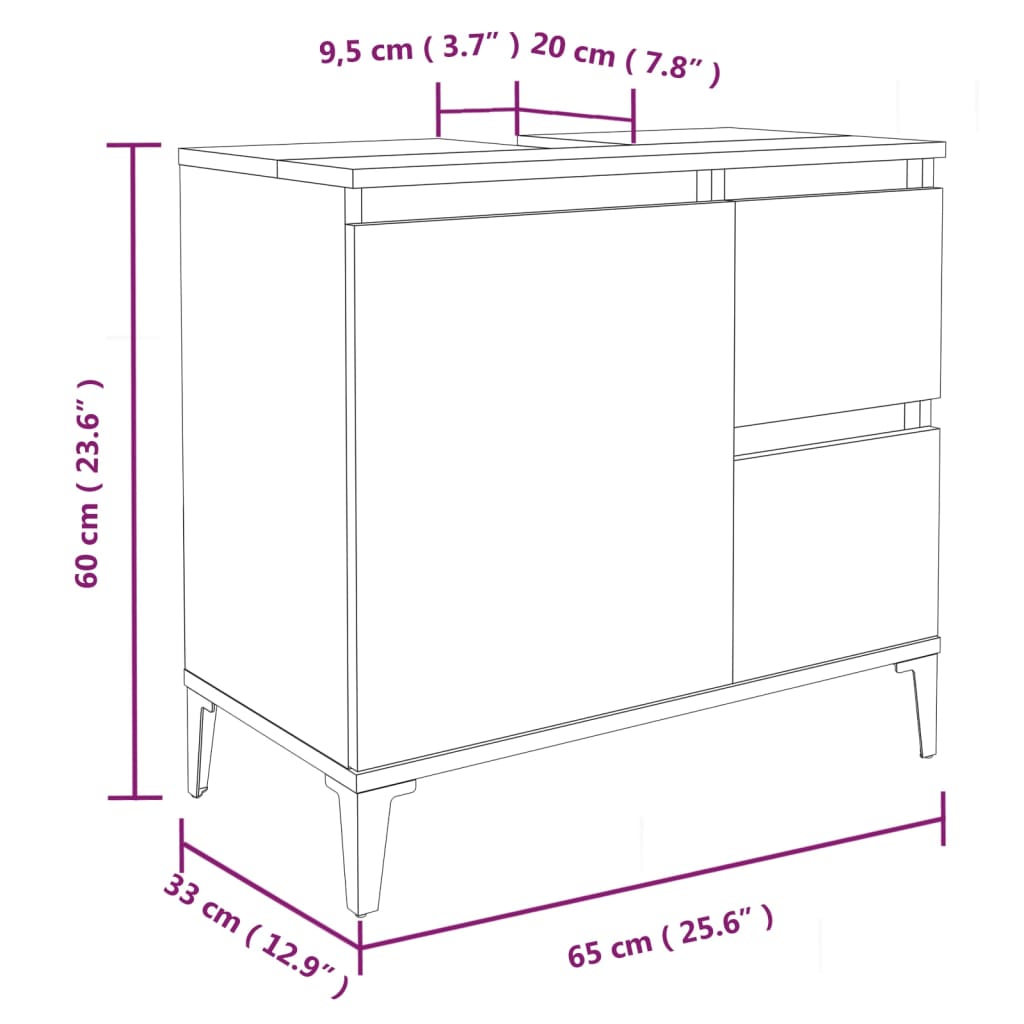 Badschrank Weiß 65x33x60 cm Holzwerkstoff