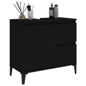 Badschrank Schwarz 65x33x60 cm Holzwerkstoff Stilecasa