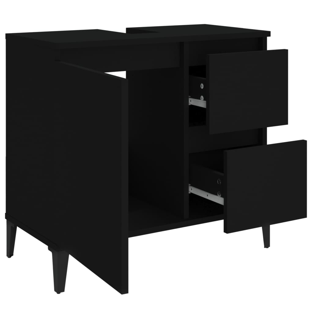 Badschrank Schwarz 65x33x60 cm Holzwerkstoff Stilecasa