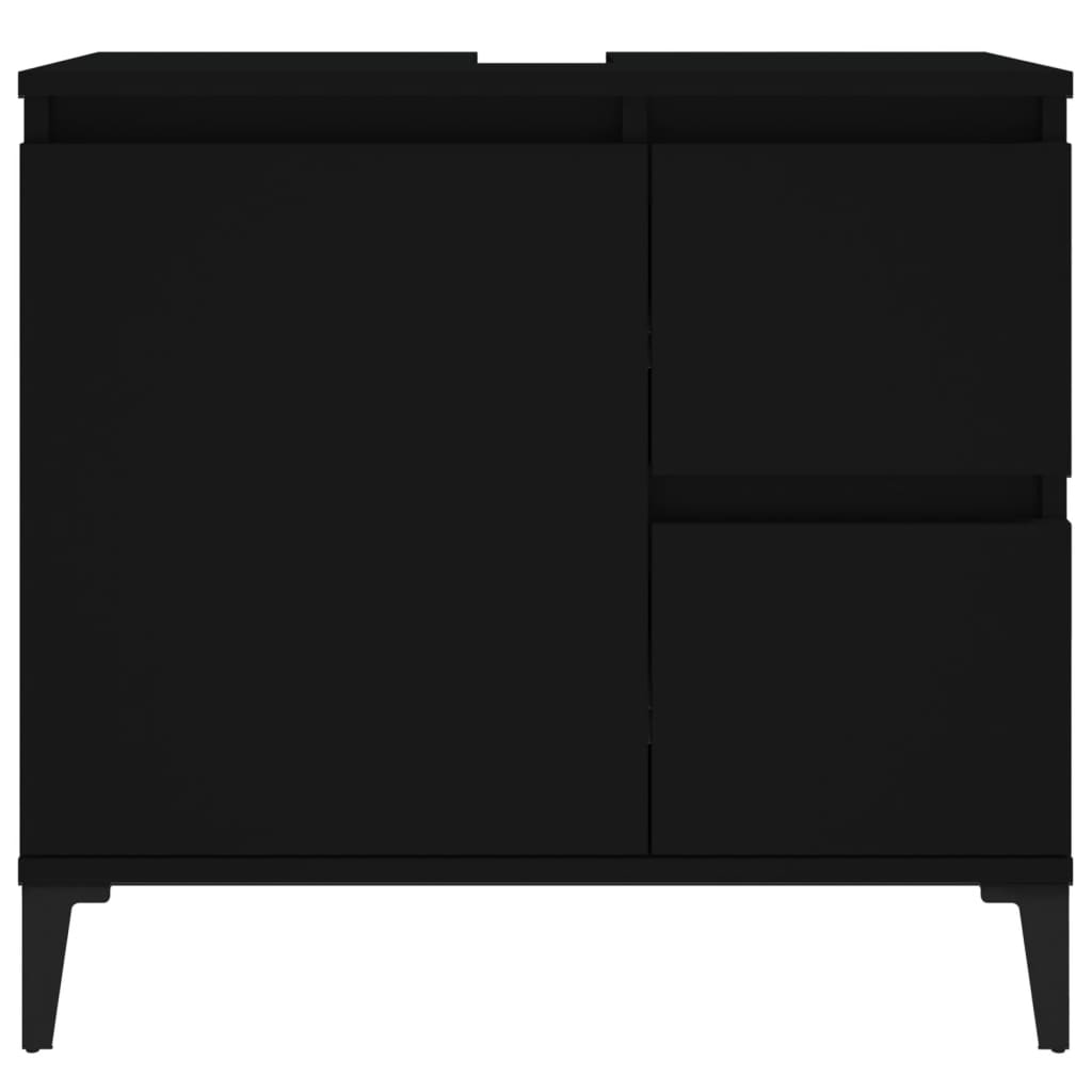 Badschrank Schwarz 65x33x60 cm Holzwerkstoff Stilecasa