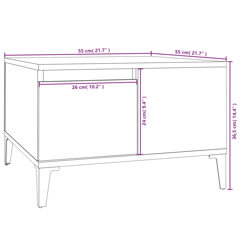 Couchtisch Schwarz 55x55x36,5 cm Holzwerkstoff Stilecasa